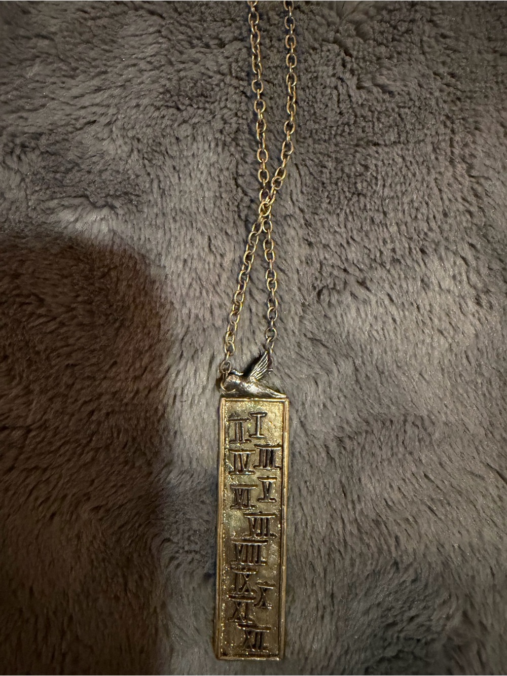 Retired Waxing Poetic In Time necklace, brass and sterling silver 30” chain